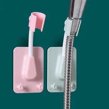 Banyo Duş Başlığı Tutucu Kendinden Yapışkanlı Duvara Monte 360 ° Ayarlanabilir Duş Başlığı Braketi Standı 2 Kanca İle Banyo Ürünleri