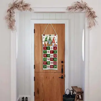 Noel Baba Kapı Kolye Şenlikli Geri Sayım Takvim Renkli Meçhul Cüce Noel Geri Sayım Takvim 24 Cep saklama çantası