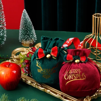 Yaratıcı noel hediyesi Çanta Elma Kadife Çanta Noel Arifesi düğün şeker kutusu Pazen Paket Cep