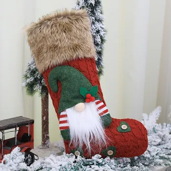 Noel Çorap Çuval Bezi 3d Noel Baba Desen hediye çantası Örme El Yapımı Noel Çorap Dekorasyon Ev Navidad Yeni Yıl