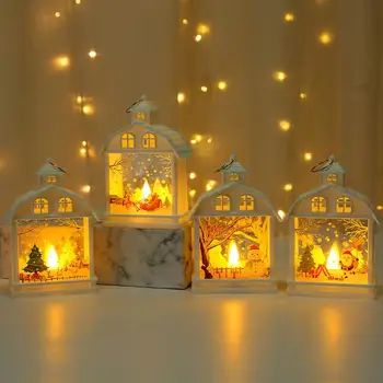 Noel evi rüzgar ışık LED gece lambası kardan adam Noel baba geyik eleman atmosfer yaratmak ortam ışıkları pencere asma