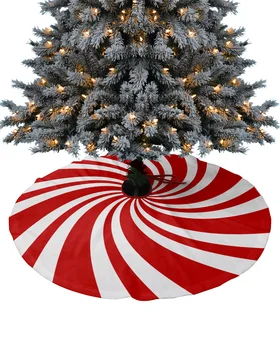 Noel Şeker Spiral Doku Noel Ağacı Etek Noel Süslemeleri Ev Gereçleri için Yuvarlak Noel Ağacı Etekler Taban Kapağı