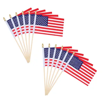 12 ADET Amerikan Sopa Bayrak Polyester Elyaf Bayrak Sopa Kutup Tatil Parti Dekorasyon Bayrağı Mini El Düzenlenen Bayrak