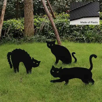 Yaratıcı Siyah Kedi Bahçe Siluet Kazık Cadılar Bayramı Süs Kedi Cadılar Bayramı Süslemeleri Yard İşareti Açık Yard Çim Dekor