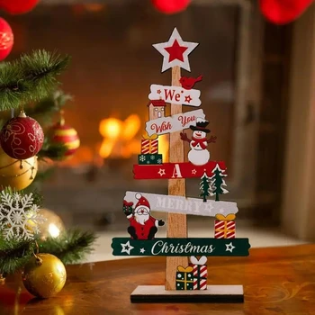 2023 Yeni Yıl Partisi Hediyeler Masaüstü Noel Ağacı Noel Baba DIY Dekorasyon Ahşap Noel İşaretleri Plak noel dekorasyonları