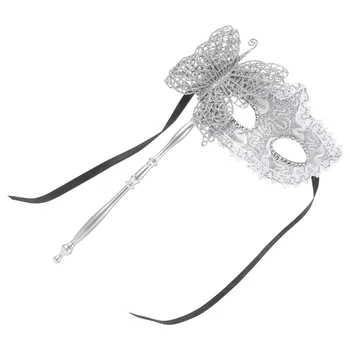Maske Masquerade Maskeleri Kadın Parti Venedik Gras Mardi Balo Cosplay Fantezi Sopa El Yarım Kostüm Topu Dans Gümüş