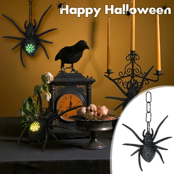 Mutlu Cadılar Bayramı Asılı Işaretleri Süslemeleri LED ortam ışığı Örümcek Şekli ahşap kapı asılı dekorlar parti ışığı Kolye