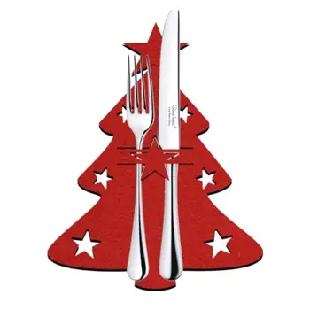 ADET Taşınabilir çatal bıçak kabı Çatal Kaşık Cep Noel Ağacı Çatal kılıf çanta Ev Sofra Tutucu Yemek Masası Dekorasyon