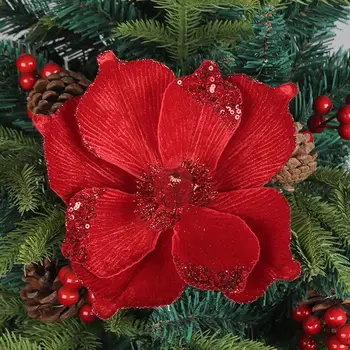 Noel Kamışı Dekorasyon Yapay Noel Çiçek Köpüklü Noel Çiçek Süsler Gerçekçi Dekoratif Ağaçlar için