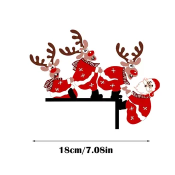 2024 Yeni Yıl Noel Kapı Çerçevesi Dekorasyon Noel Baba Elk Noel Süslemeleri Ahşap Noel Kapı Dekor Ev İçin # F
