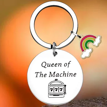 Sıcak Slot Makinesi Inspired Anahtarlık Yüzük Kraliçe Makinesi Kumar anahtarlıklar kolye Casino Sevgilisi Hediye
