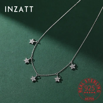 INZATT Gerçek 925 Ayar Gümüş Zirkon Yıldız Gerdanlık Kolye Kadınlar için Klasik Güzel Takı Geometrik Aksesuarları