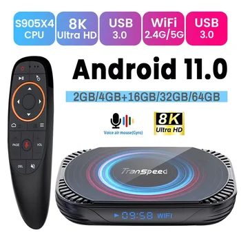 Transpeed AV1 X4 Amlogic S905X4 TV Kutusu Android 11 4G 32G 64G 128G Çift Wifi BT4. 0 Medya Oynatıcı 4K 8K100M Set üstü kutusu