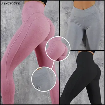 Yoga Pantolon Patchwork Dipleri tayt V şeklinde Çapraz Bel kadın tayt Kalça Kaldırma Egzersiz Yüksek Bel Pantolon Kadınlar için