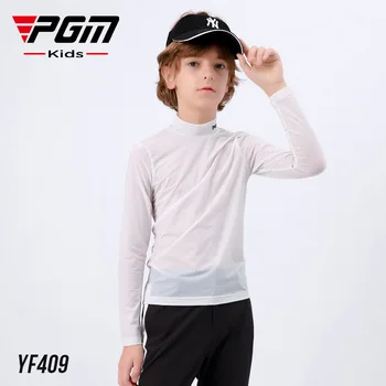 PGM Erkek Golf kıyafeti Gömlek Çocuk Güneş geçirmez uzun kollu giyim Taban Fanila Gençlik Spor Giysileri Beyaz Ultralight YF408