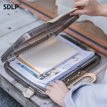 SDLP Plastik dosya düzenleyici Tek Cep Genişleyen Dosya Klasörü Mektup Dekoratif Belge Kaleci A4 Dosyaları Kilidi