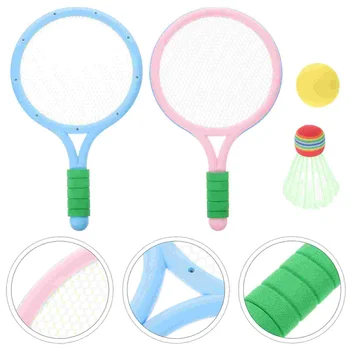 1 Takım badminton raketi Dayanıklı Taşınabilir Komik Oynayan Çocuklar Oyuncaklar Oyuncak Badminton Seti Toddlers Çocuklar için Çocuk