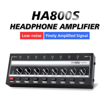 HA800S 8 Kanal kulaklık amplifikatörü Ses Stereo / mono Amplifikatör Müzik Mikser Kayıt Ultra Kompakt ses amplifikatörü