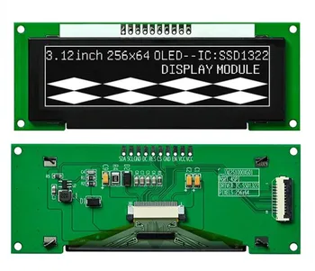 IPS 3.12 inç 10PIN SPI Sarı / Mavi / Beyaz / Yeşil OLED Ekran Modülü SSD1322 Sürücü IC 256 * 64 3.3 V