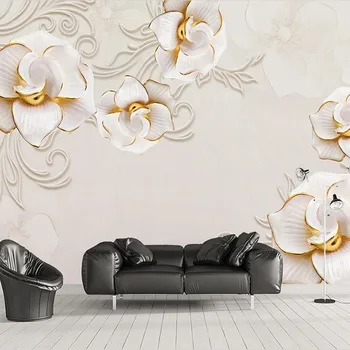 Özel 3D Avrupa Tarzı Takı Çiçek Modern Arka Plan duvar resmi Duvar Kağıdı Yatak Odası Ev Dekor Sanat Papel De Parede Tapety