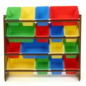 16 Çok Renkli Plastik Saklama Kutuları ile Ceviz Oyuncak Depolama Organizatörü